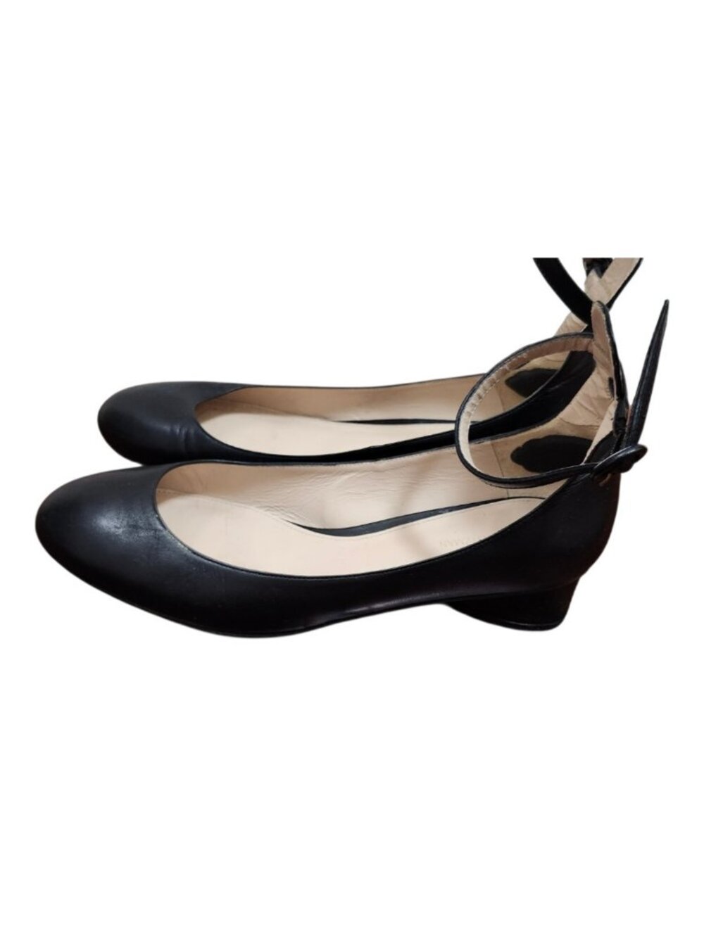 Stuart Weitzman Black Leather Ankle Strap Ballet Flats Low Heel Shoes Women 8.5M - Picture 5 of 16